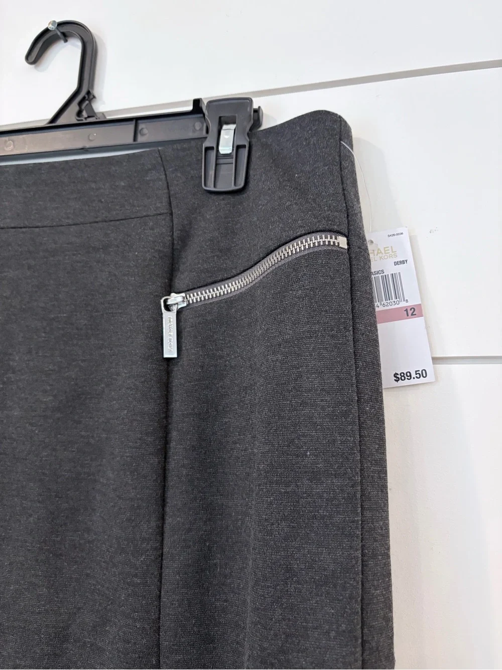NWT Michael Kors Charcoal Pencil Skirt 12 Quiet Luxury Officecore Zip